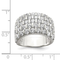Sterling Silver Rhodium-plated CZ Wide Band Ring