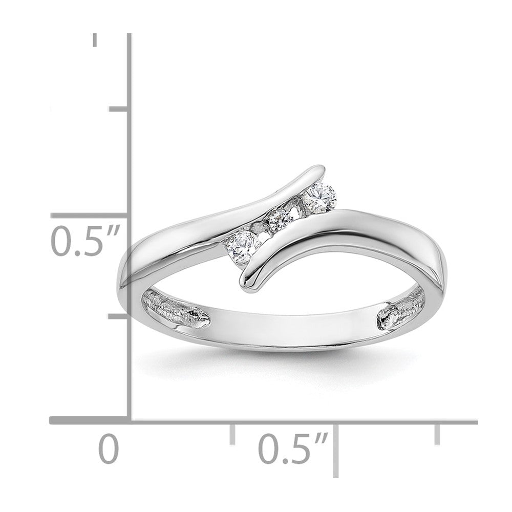Sterling Silver Rhodium Plated CZ Ring