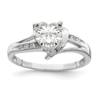 Sterling Silver Rhodium Plated CZ Heart Ring