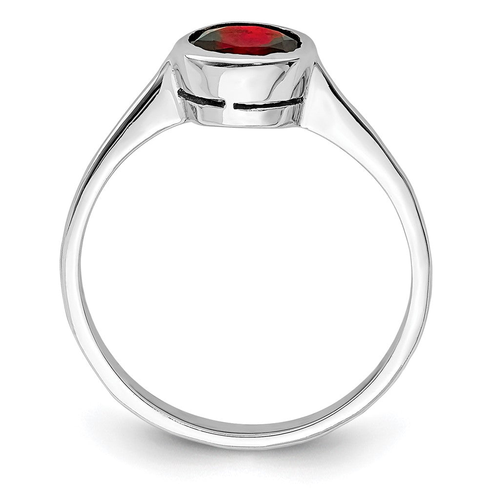 Sterling Silver Rhodium-plated Garnet Ring