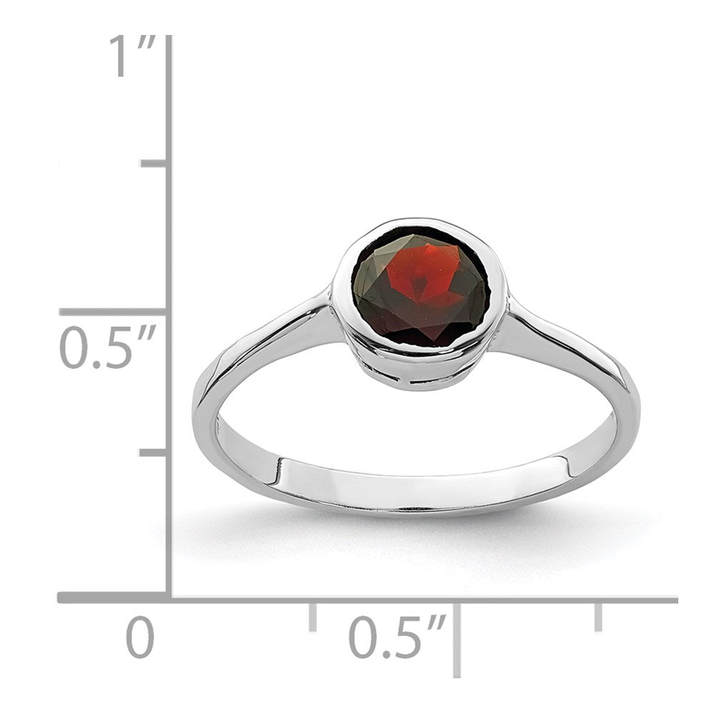 Sterling Silver Rhodium-plated Garnet Ring