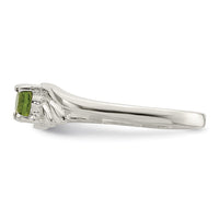 Sterling Silver Lime Green Oval CZ Ring