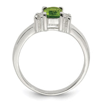 Sterling Silver Lime Green & White CZ Ring
