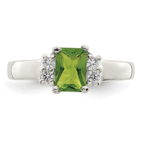 Sterling Silver Lime Green & White CZ Ring