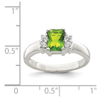 Sterling Silver Lime Green & White CZ Ring