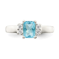 Sterling Silver Light Blue & White CZ Ring