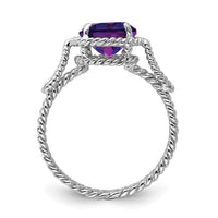 Sterling Silver Rhodium-plated Amethyst Twisted Circle Ring