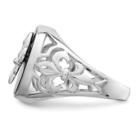 Sterling Silver Rhodium Plated CZ Black Onyx Ring