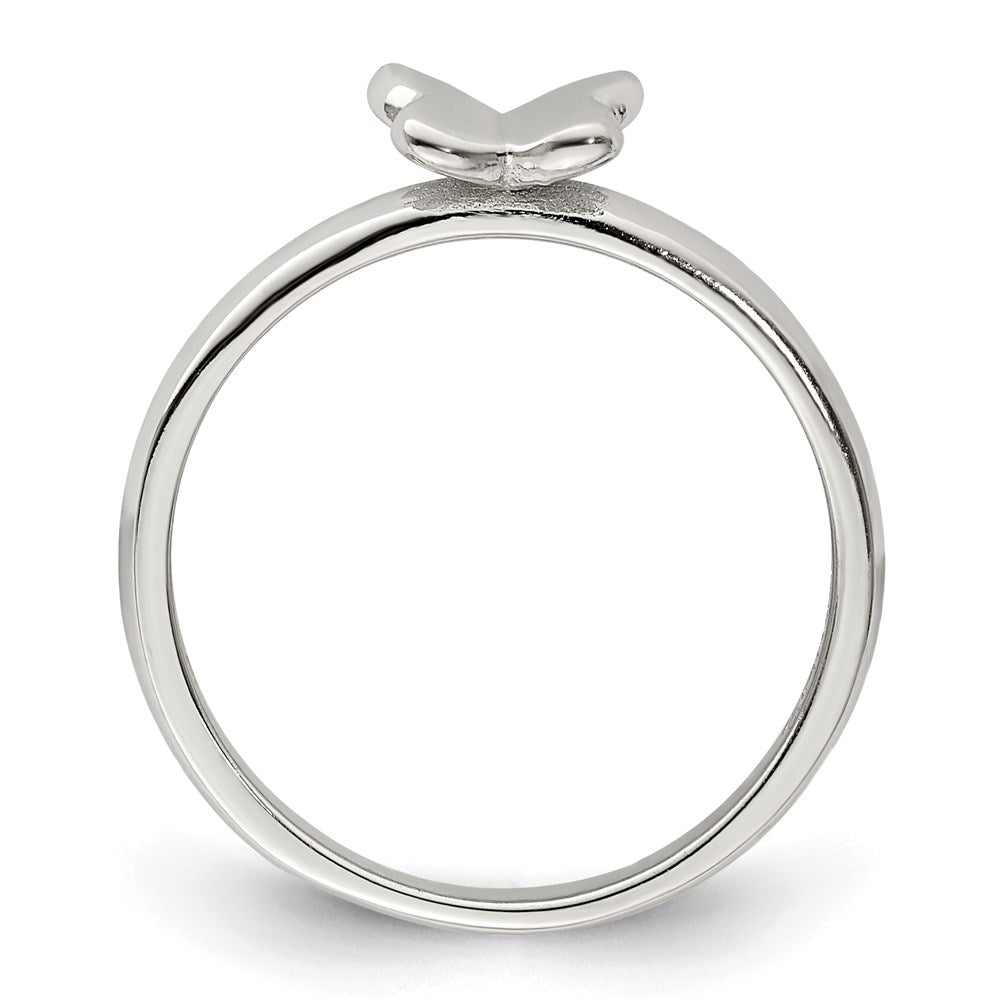 Sterling Silver Rhodium-plated Polished Butterfly Size 3 Ring