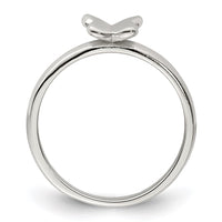Sterling Silver Rhodium-plated Polished Butterfly Size 3 Ring