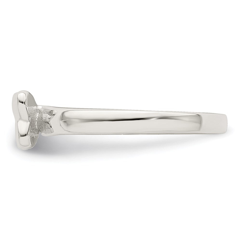 Sterling Silver Rhodium-plated Polished Butterfly Size 3 Ring
