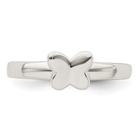 Sterling Silver Rhodium-plated Polished Butterfly Size 3 Ring