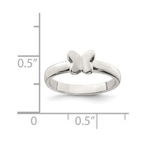 Sterling Silver Rhodium-plated Polished Butterfly Size 3 Ring