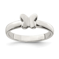 Sterling Silver Rhodium-plated Polished Butterfly Size 3 Ring