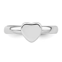 Sterling Silver Rhodium-plated Polished Heart Size 3 Ring