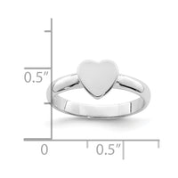 Sterling Silver Rhodium-plated Polished Heart Size 3 Ring