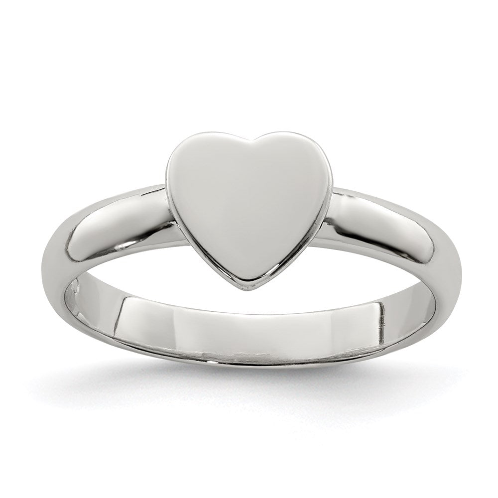 Sterling Silver Rhodium-plated Polished Heart Size 3 Ring