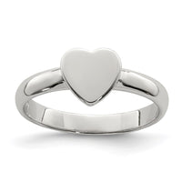 Sterling Silver Rhodium-plated Polished Heart Size 4 Ring