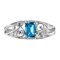 Sterling Silver Rhodium Plated Sky Blue Topaz Ring