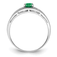 Sterling Silver Rhodium Plated Emerald Ring