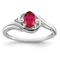 Sterling Silver Rhodium Plated Diamond & Ruby Ring