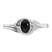 Sterling Silver Rhodium Plated Diamond & Sapphire Ring