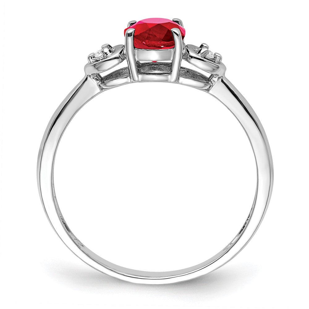 Sterling Silver Rhodium Plated Diamond and Ruby Ring