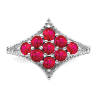 Sterling Silver Rhodium-plated Created Ruby Ring