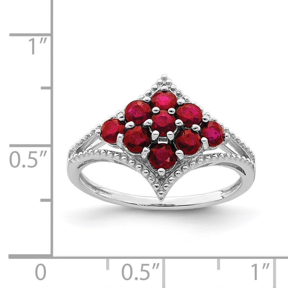 Sterling Silver Rhodium-plated Created Ruby Ring