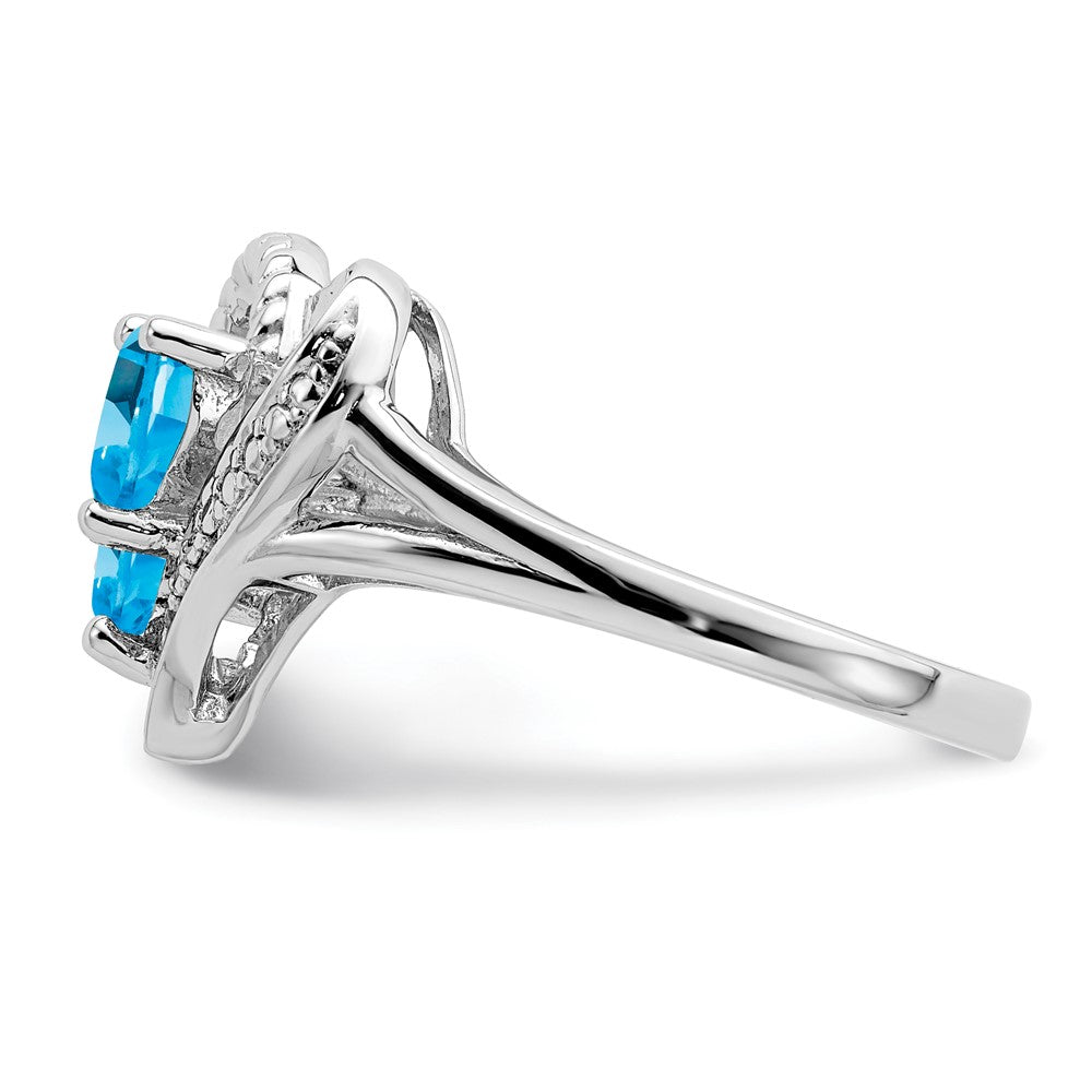 Sterling Silver Rhodium Blue Topaz Diam. Ring