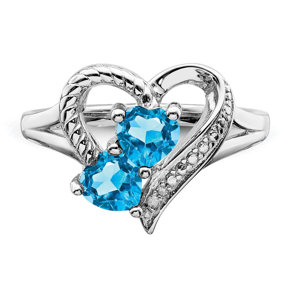 Sterling Silver Rhodium Blue Topaz Diam. Ring