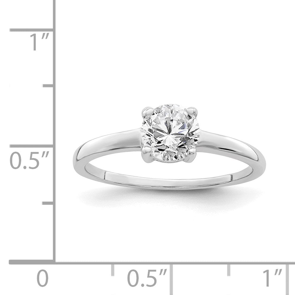 Sterling Silver Rhodium-plated Solitaire Round CZ Ring
