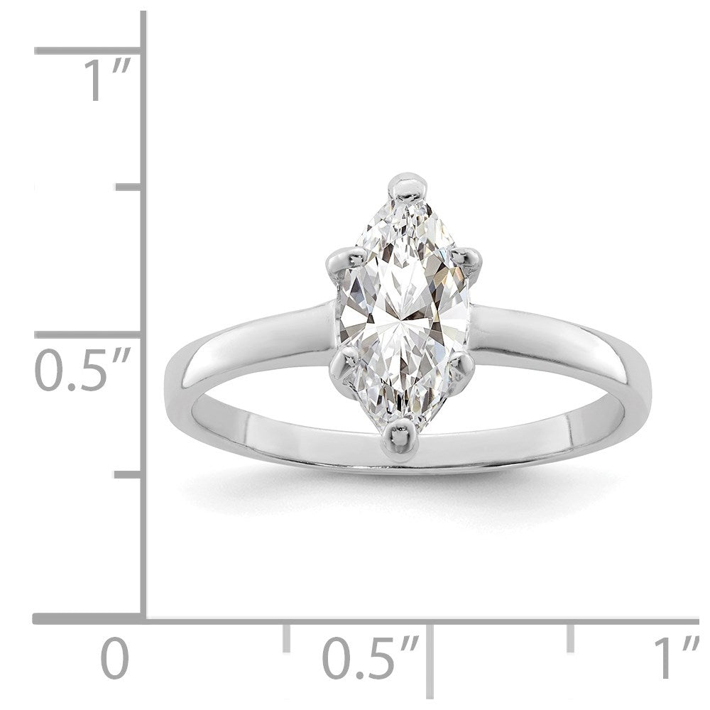 Sterling Silver Rhodium-plated Solitaire Marquise CZ Ring