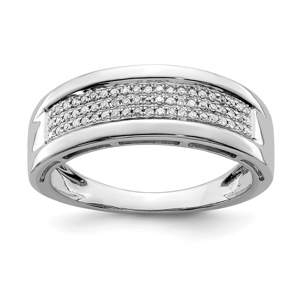 Sterling Silver Rhodium Plated Diamond Ladies Band