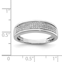 Sterling Silver Rhodium Plated Diam. Men's Band
