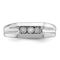 Sterling Silver Rhodium Plated Diamond Men's Ring