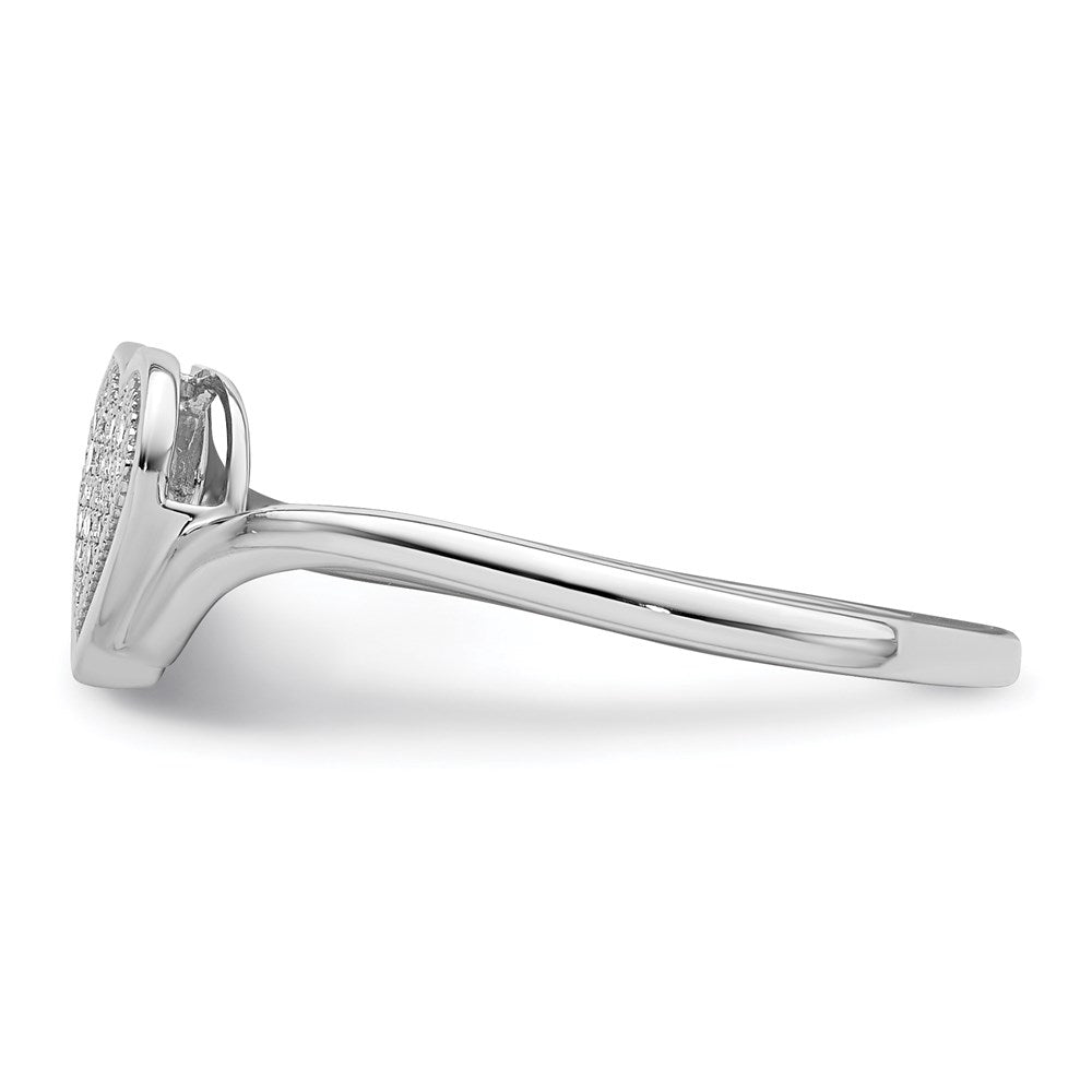 Sterling Silver Rhodium Plated Diamond Heart Ring