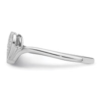Sterling Silver Rhodium Plated Diamond Heart Ring