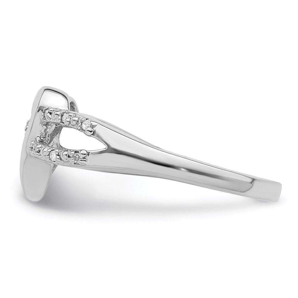Sterling Silver Rhodium Plated Diamond Heart Ring