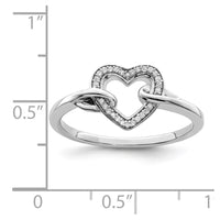 Sterling Silver Rhodium Plated Diamond Heart Ring