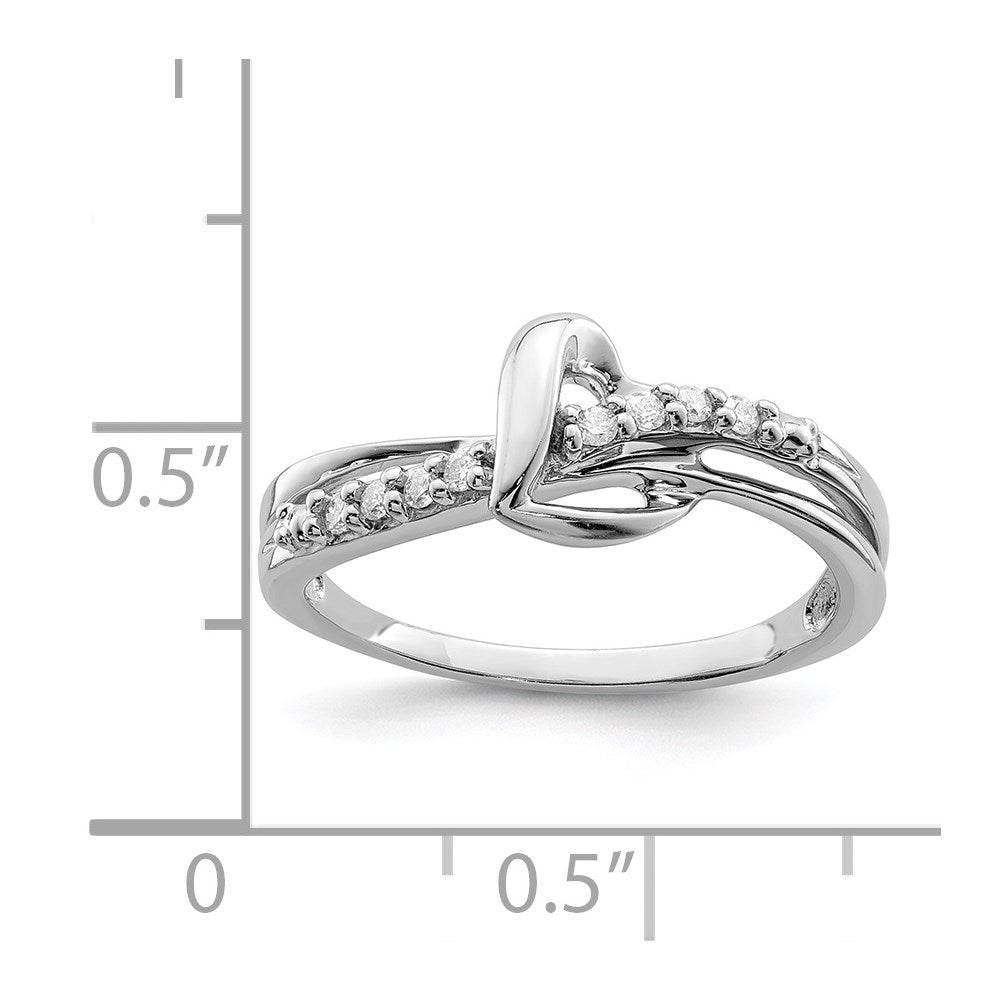 Sterling Silver Rhodium Plated Diamond Heart Ring