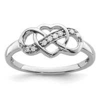 Sterling Silver Rhodium Plated Diamond Heart Ring