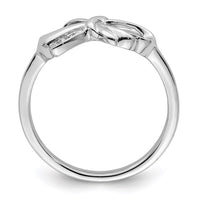 Sterling Silver Rhodium Plated Diamond Bow Ring