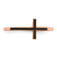 Sterling Silver Rose Gold-plated Antiqued Sideways Cross Ring