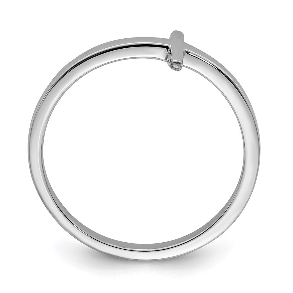 Sterling Silver Rhodium-plated Sideways Cross Ring