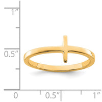 Sterling Silver Yellow Gold-plated Sideways Cross Ring