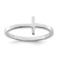 Sterling Silver Rhodium-plated Sideways Cross Ring
