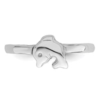 Sterling Silver Rhodium-plated Polished Dolphin Size 3 Ring