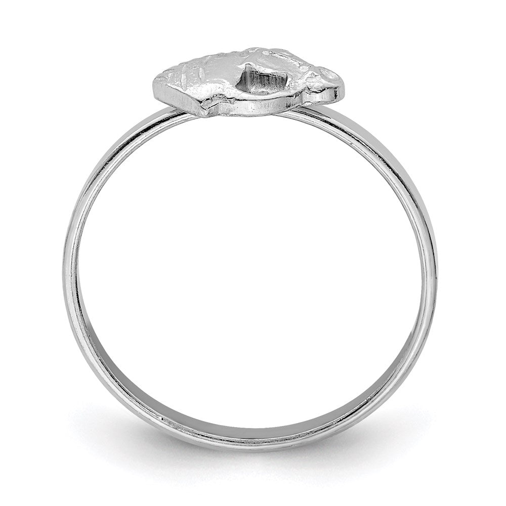 Sterling Silver Rhodium-plated Polished & Textured Horse Size 3 Ring
