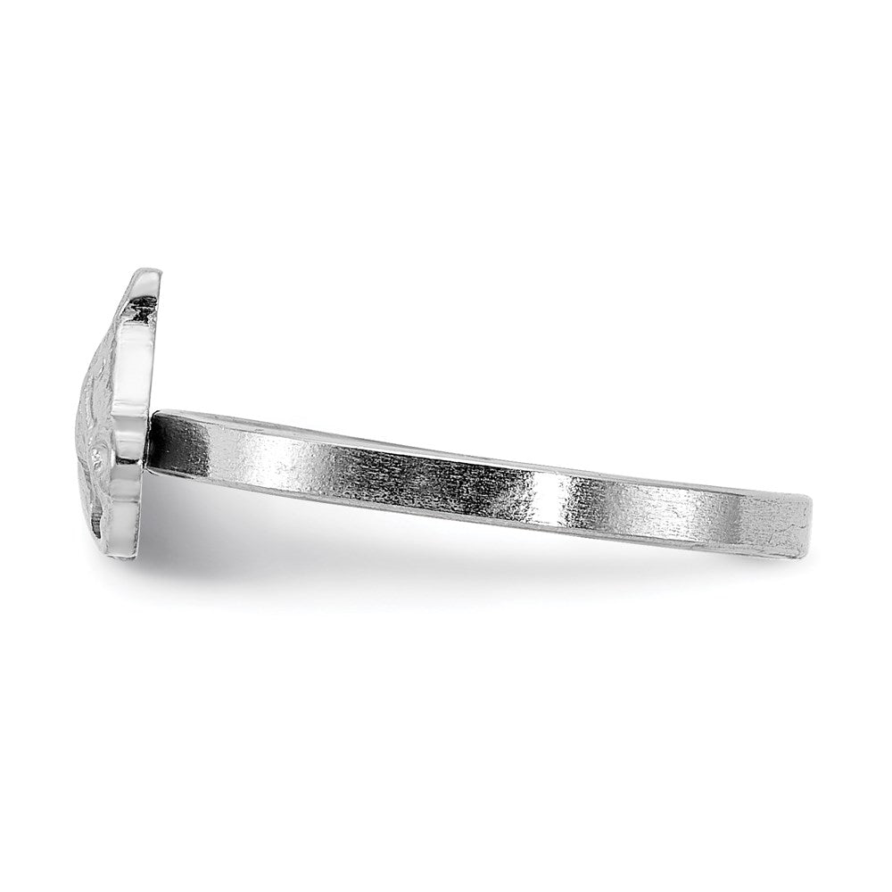 Sterling Silver Rhodium-plated Polished & Textured Horse Size 3 Ring